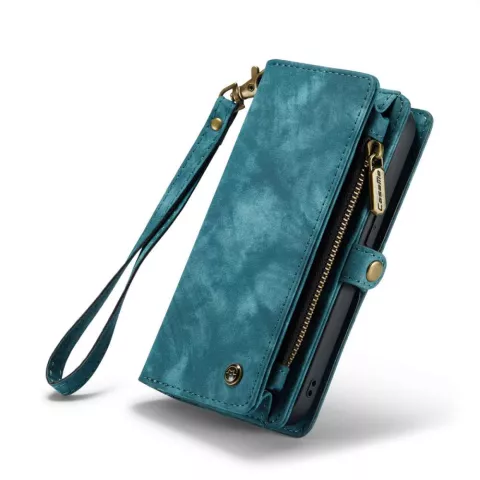 Caseme Vintage &Eacute;tui portefeuille compatible avec iPhone 14 Pro - bleu