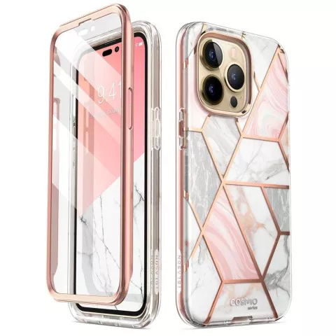 Coque Supcase Cosmo Case Marble pour iPhone 14 Pro Max - or rose