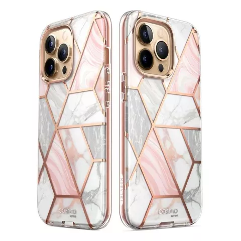 Coque Supcase Cosmo Case Marble pour iPhone 14 Pro Max - or rose