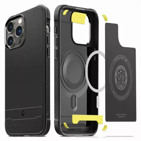 Coque Spigen Rugged Armor Mag Case compatible avec iPhone 14 Pro Max - noir Magfit