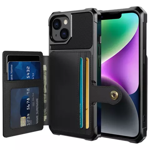 Just in Case &Eacute;tui hybride avec porte-carte magn&eacute;tique compatible avec iPhone 14 Plus - noir