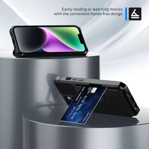 Just in Case &Eacute;tui hybride avec porte-carte magn&eacute;tique compatible avec iPhone 14 Plus - noir