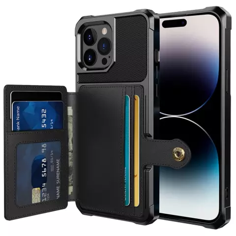 Just in Case &Eacute;tui hybride avec porte-cartes magn&eacute;tique compatible avec iPhone 14 Pro - noir