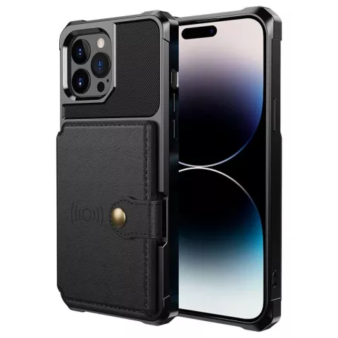 Just in Case &Eacute;tui hybride avec porte-cartes magn&eacute;tique compatible avec iPhone 14 Pro - noir
