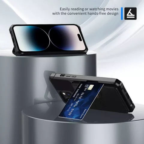Just in Case &Eacute;tui hybride avec porte-cartes magn&eacute;tique compatible avec iPhone 14 Pro - noir