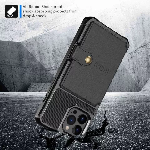Just in Case &Eacute;tui hybride avec porte-cartes magn&eacute;tique compatible avec iPhone 14 Pro - noir