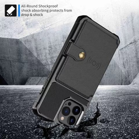 Coque hybride porte-carte magn&eacute;tique Just in Case pour iPhone 14 Pro Max - noir