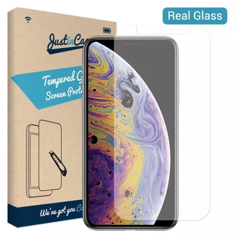 Just in Case Verre Tremp&eacute; compatible avec iPhone X et XS - verre tremp&eacute;
