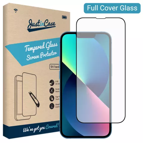 Just in Case Full Cover Verre Tremp&eacute; compatible avec iPhone 14 - verre tremp&eacute;