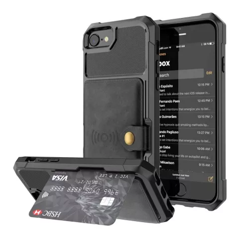 Coque hybride porte-carte magn&eacute;tique Just in Case pour iPhone SE 2020 et iPhone SE 2022 - noir
