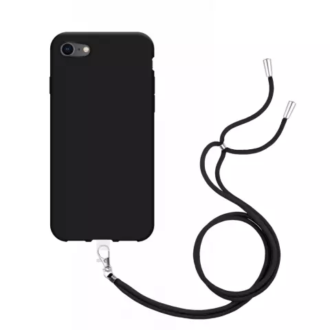Just in Case Coque souple en TPU avec cordon pour iPhone 7, 8, SE 2020 et SE 2022 - Noir
