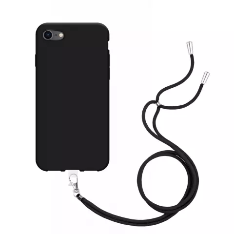Just in Case Coque en TPU Souple avec Cordon compatible avec iPhone SE 2020 et iPhone SE 2022 - Noir
