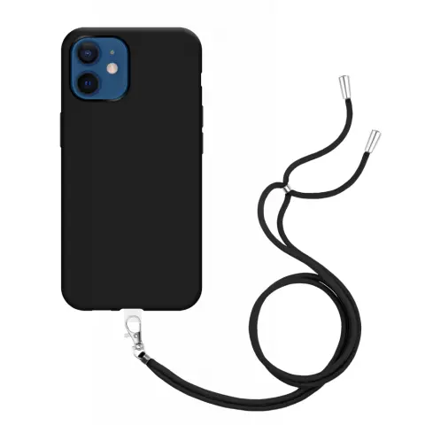 Just in Case Coque souple en TPU avec cordon pour iPhone 12 et iPhone 12 Pro - noir