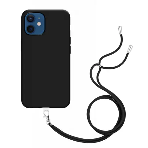 Just in Case Coque en TPU Souple avec Cordon compatible avec iPhone 12 et iPhone 12 Pro - Noir