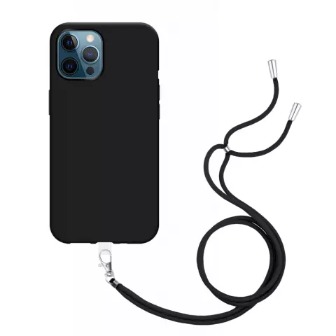 Just in Case Coque en TPU Souple avec Cordon compatible avec iPhone 12 Pro Max - Noir