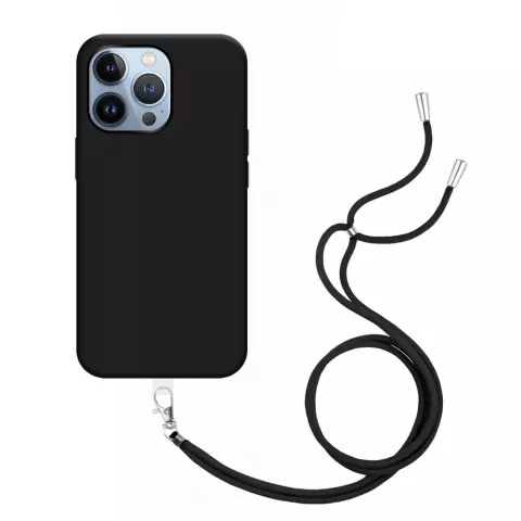 Just in Case Coque en TPU Souple avec Cordon compatible avec iPhone 13 Pro - Noir