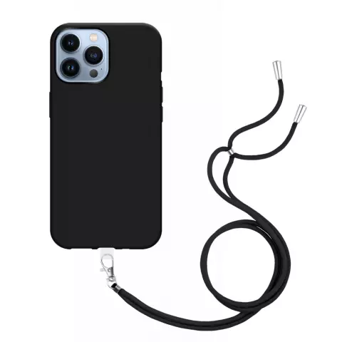 Just in Case Coque en TPU Souple avec Cordon compatible avec iPhone 13 Pro Max - Noir