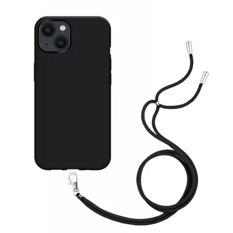 Just in Case Coque en TPU Souple avec Cordon compatible avec iPhone 14 - Noir