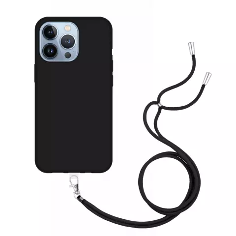 Just in Case Coque en TPU Souple avec Cordon compatible avec iPhone 14 Pro - Noir