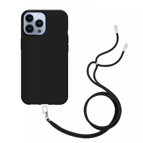 Just in Case Coque en TPU Souple avec Cordon compatible avec iPhone 14 Pro Max - Noir