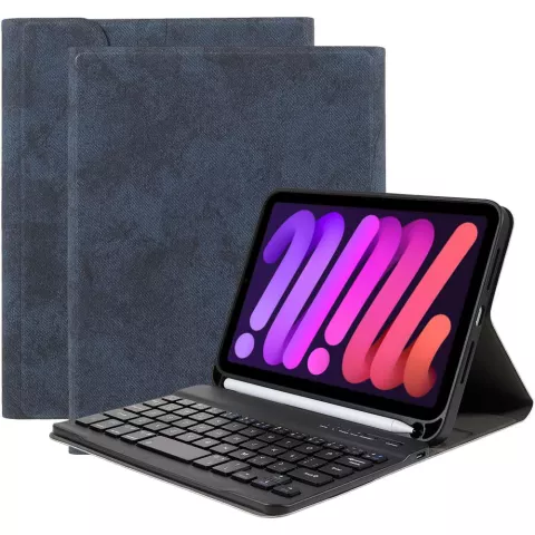 &Eacute;tui Just in Case Vintage Bluetooth Keyboard Cover QWERTY pour iPad mini 6 - bleu