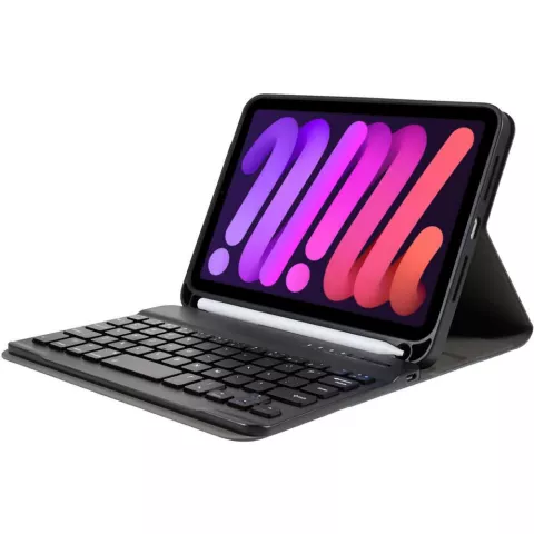 Just in Case Vintage Bluetooth Keyboard Cover QWERTY &eacute;tui compatible avec iPad mini 6 (2021) &amp; iPad mini 7 (2024) - bleu