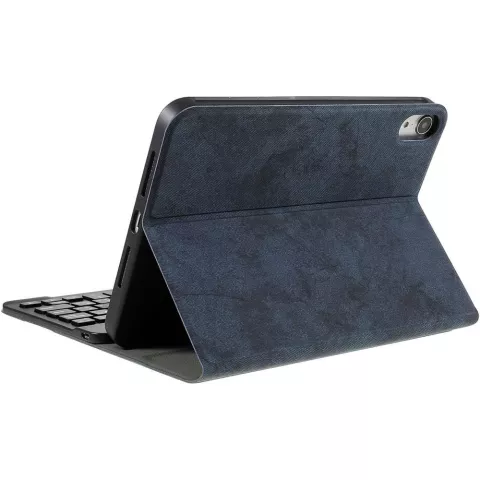 Just in Case Vintage Bluetooth Keyboard Cover QWERTY &eacute;tui compatible avec iPad mini 6 (2021) &amp; iPad mini 7 (2024) - bleu