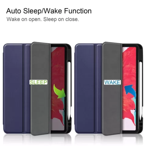 Just in Case &Eacute;tui &agrave; trois volets avec &eacute;tui pour stylo compatible avec iPad Pro 11 pouces (2018 2020 2021 2022) - bleu