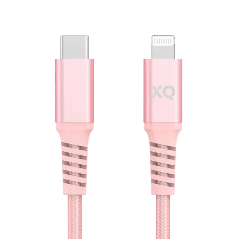 C&acirc;ble Tress&eacute; XQISIT MFi Lightning vers USB-C 3.0 200cm - Rose