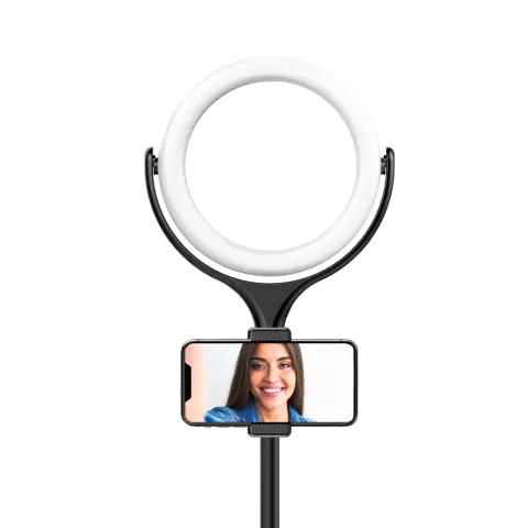 XQISIT Selfie Ring Light avec 40 cm de haut standard 10 modes d&#039;exposition - Noir