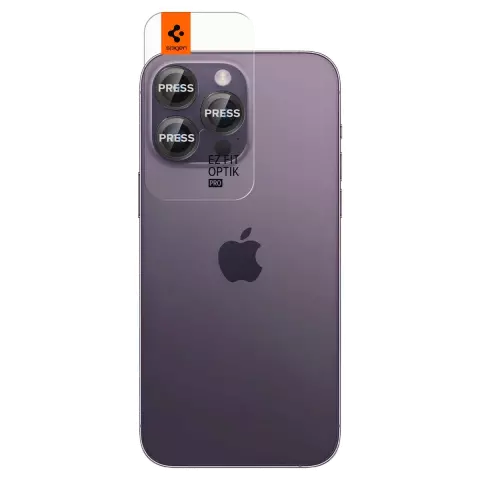 Pack de 2 Objectifs Spigen Glas tR EZ Fit Optik Pro pour iPhone 14 Pro et iPhone 14 Pro Max - Noir