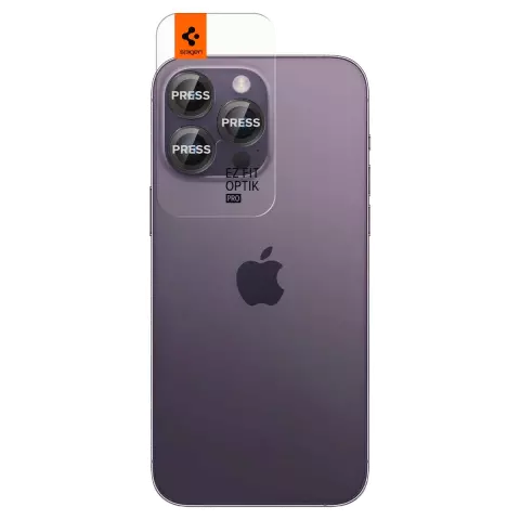 Spigen Glas tR EZ Fit Optik Pro Lens 2 Pack compatible avec iPhone 14 Pro et iPhone 14 Pro Max - noir
