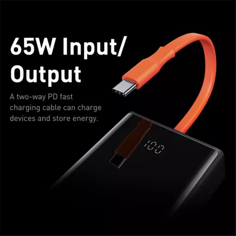 Baseus Elf 20000mAh PowerBank 65W USB-C Charge rapide pour ordinateur portable, t&eacute;l&eacute;phone et tablette