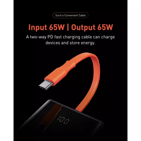 Baseus Elf 20000mAh PowerBank 65W USB-C Charge rapide pour ordinateur portable, t&eacute;l&eacute;phone et tablette
