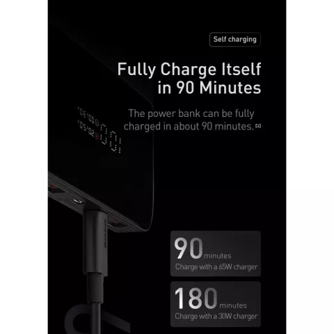 Baseus Blade 20000mAh 100W Banque d&#039;alimentation puissante pour ordinateur portable 2x USB-C PD 2x USB-A Charge rapide