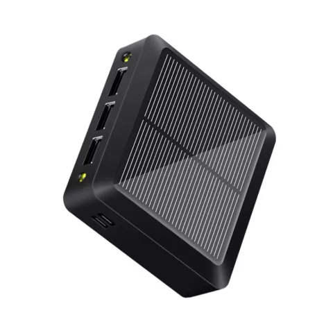 Chargeur Solaire Solar Power Bank 10000mAh 3 Ports USB-A avec USB-C et Micro-USB - Noir