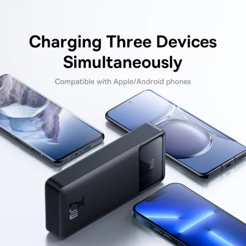 Baseus Bipow Powerbank 20000mAh 25W Charge Rapide Double port et c&acirc;ble USB-A et USB-C - Noir