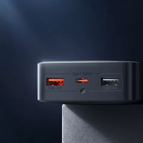 Baseus Bipow Powerbank 20000mAh 25W Charge Rapide Double port et c&acirc;ble USB-A et USB-C - Noir