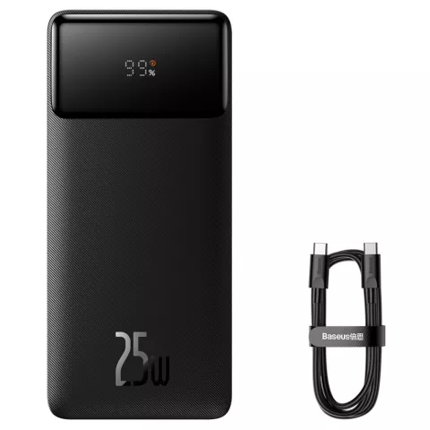 Baseus Bipow Powerbank 20000mAh 25W Charge Rapide Double port et c&acirc;ble USB-A et USB-C - Noir