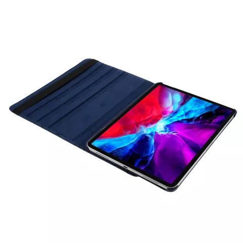 Grain De Litchi En Cuir compatible avec iPad Pro 12,9 Pouces (2018 2020 2021 2022) Couverture Rotative Avec Couverture - Bleu