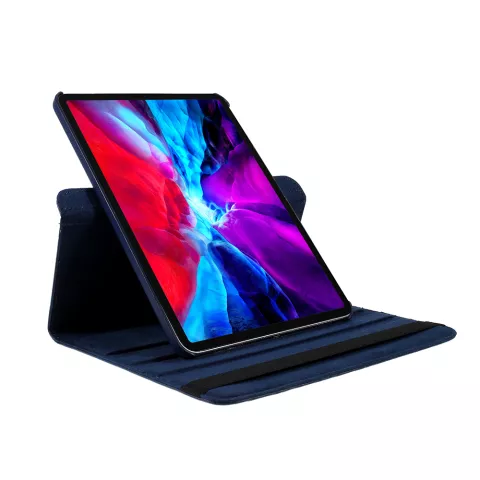Grain De Litchi En Cuir compatible avec iPad Pro 12,9 Pouces (2018 2020 2021 2022) Couverture Rotative Avec Couverture - Bleu