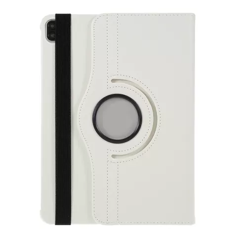 Grain De Litchi En Cuir compatible avec iPad Pro 12,9 Pouces (2018 2020 2021 2022) Couverture Rotative Avec Couverture - Blanc