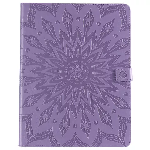 Cuir compatible avec iPad Pro 12,9 Pouces (2018 2020 2021 2022) Couverture De Cas Portefeuille D&#039;impression De Tournesol - Mauve