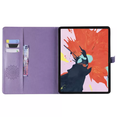 Cuir compatible avec iPad Pro 12,9 Pouces (2018 2020 2021 2022) Couverture De Cas Portefeuille D&#039;impression De Tournesol - Mauve