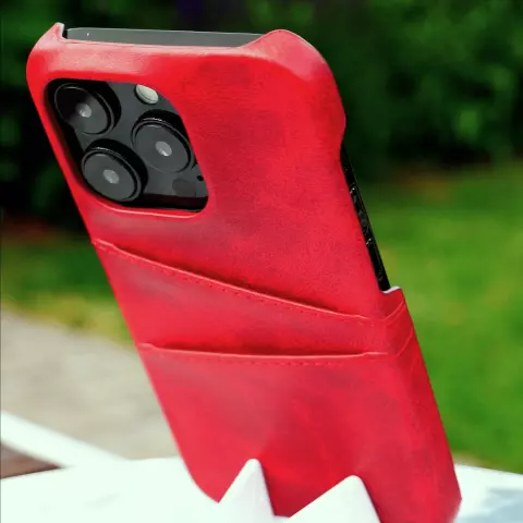 &Eacute;tui en similicuir Duo Cardslot Wallet pour iPhone 12 Pro Max - rouge