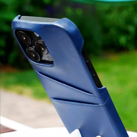 Duo Cardslot Wallet Card Cover Cuir compatible avec iPhone XR - Bleu