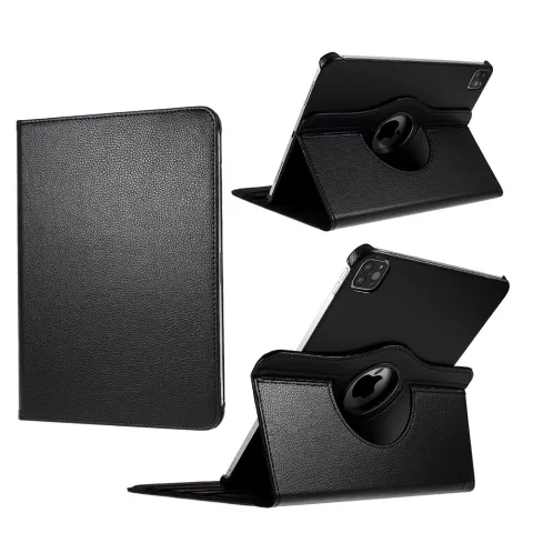 Couverture En Cuir Faux Biblioth&egrave;que Rotative 360 Pour IPad Pro 12,9 Pouces (2018 2020 2021 2022) - Noir