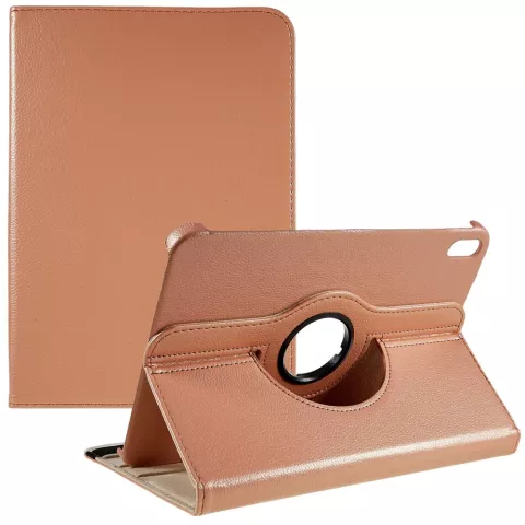 Couverture en cuir artificiel pour biblioth&egrave;que rotative &agrave; 360 &deg; compatible avec iPad 10e g&eacute;n&eacute;ration 10,9 pouces 2022 - or rose