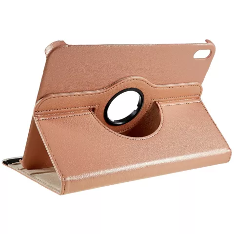 Couverture en cuir artificiel pour biblioth&egrave;que rotative &agrave; 360 &deg; compatible avec iPad 10e g&eacute;n&eacute;ration 10,9 pouces 2022 - or rose
