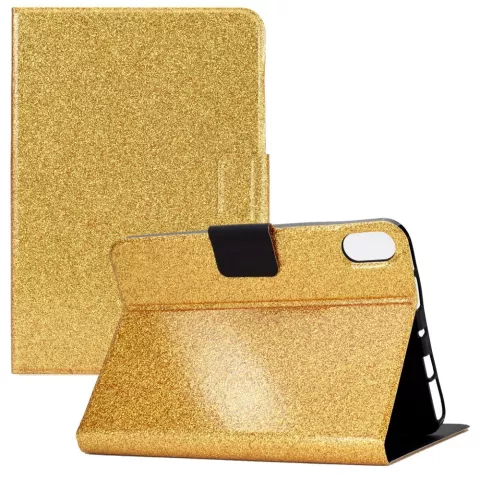 Couverture en cuir artificiel Glitter Bookcase compatible avec iPad 10e g&eacute;n&eacute;ration 10,9 pouces 2022 - or